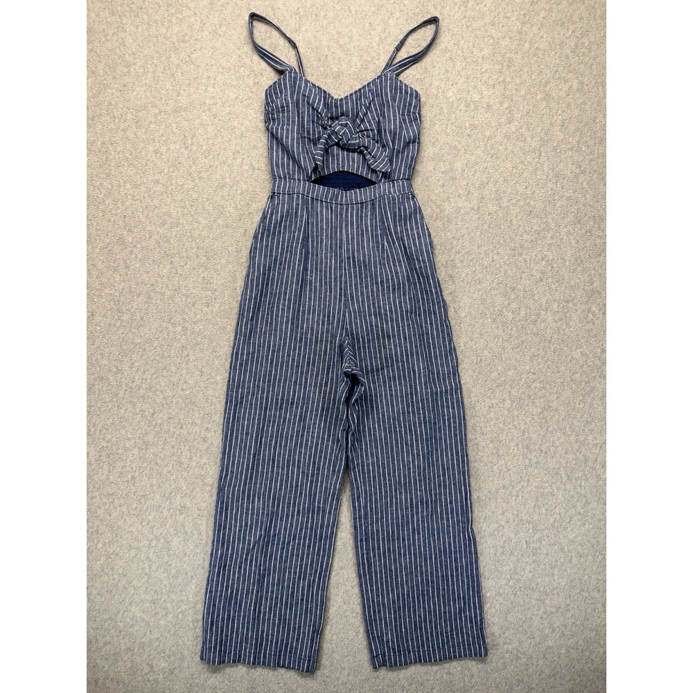 Abercrombie & Fitch Striped Cutout‎ Jumpsuit Women's XS Blue Wide Leg Sleeveless